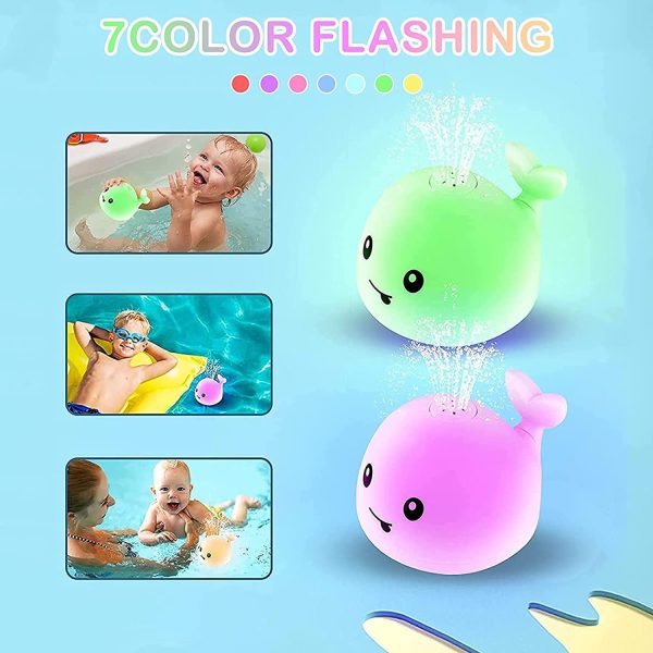 Baby Bath Toys,Whale Bath Toy,Induction Sprinkler Tub Shower Toys for Toddlers Kids Boys Girls, Baby Pool Bathroom Toys (White)