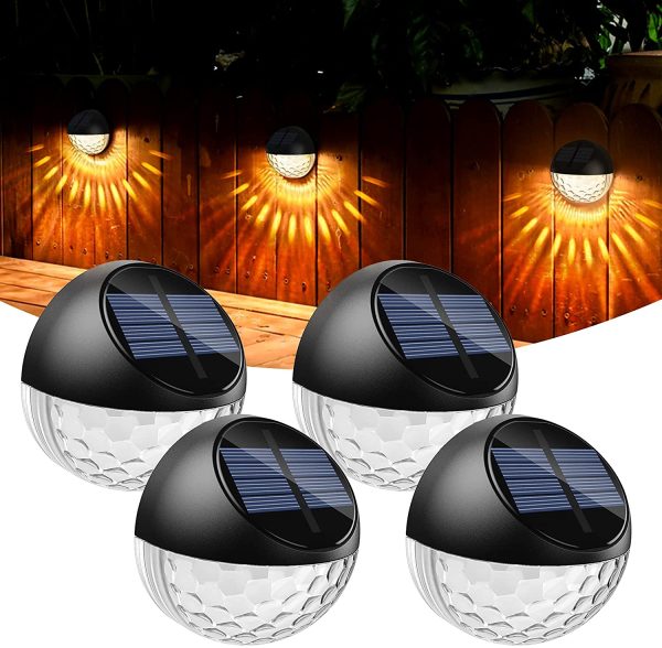 Quntis Solar Light Outdoor Pack,IP65 Waterproof Solar Fence Lights,Auto On/Off LED Solar Lights,Warm White Light Solar Deck Wall Lights for Garden Post Patio Yard Stairway Path Porch - Image 2