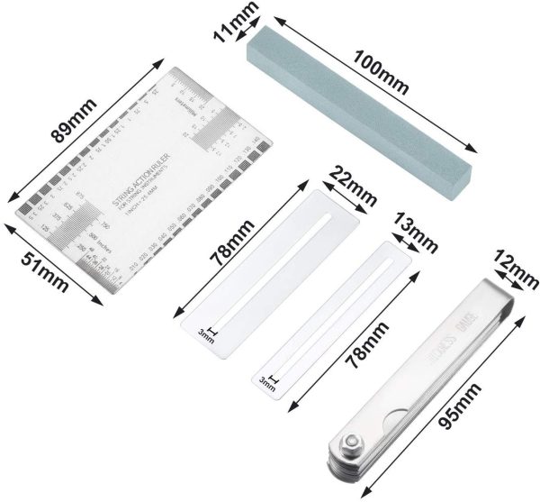 Activists Gauge Luthier Tools 9 Understring Radius Gauge Luthier Tools, 32 Blades Feeler Gauge Dual,1 String Action Gauge Ruler, 2 Fingerboard Guards and 1 Grinding Stone - Image 7
