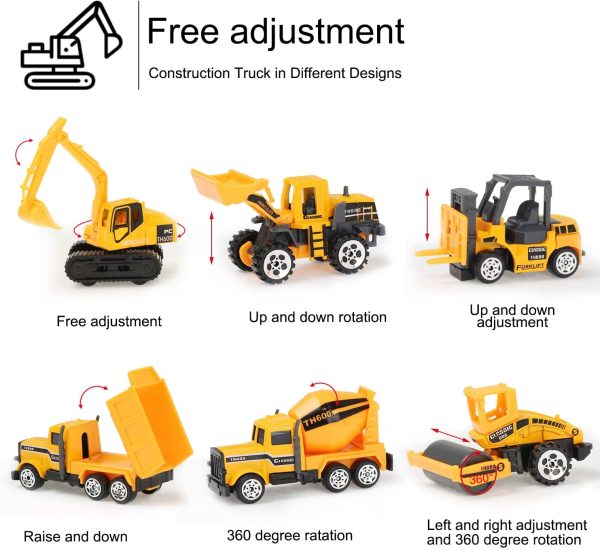 Jenilily Construction Toy Trucks Vehicle Mini Cars, Excavator Dump Truck Digger Forklift for Kids Enfant Age 3+ - Image 5