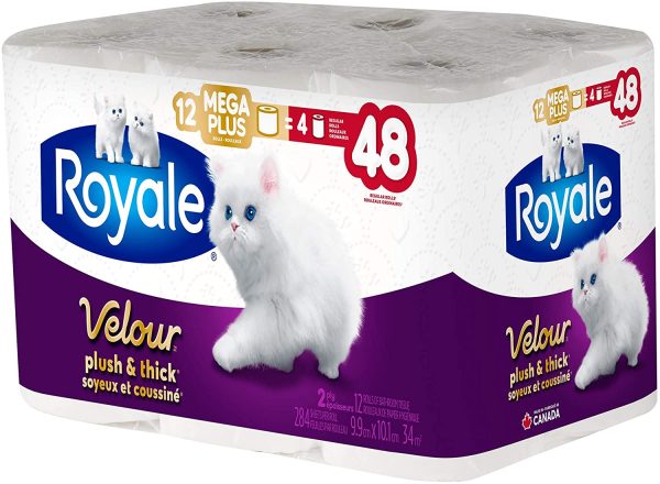 Royale Velour, Plush & Thick Toilet Paper, 12 Mega Equal 48 Rolls, 284 Bath tissues per roll - Image 6