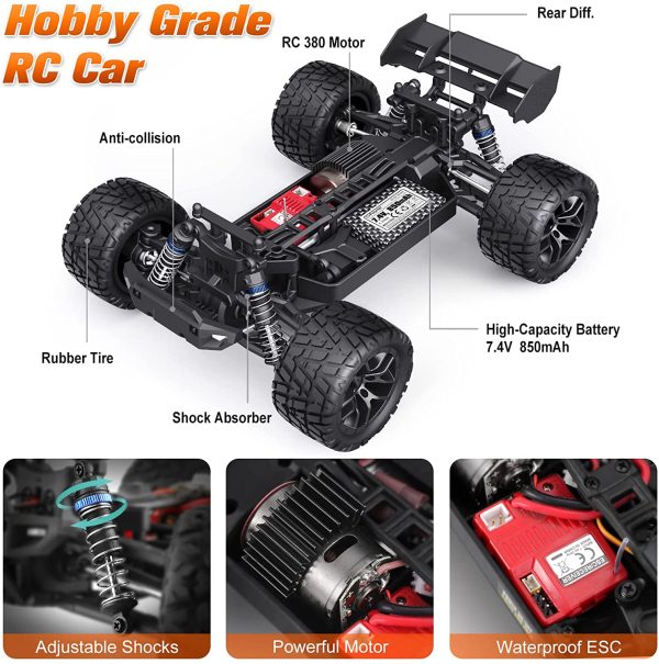 HAIBOXING RC Cars, :8 Scale Hobby Grade Remote Control Cars, 4WD High-Speed Fast RC Trucks 36km/H All Terrains Crawler Vehicle with 2 Rechargeable Batteries for Boys Kids and Adults 8858 Hailstorm