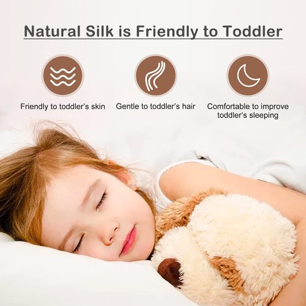 Toddler Kids Pillowcase 100% Mulberry Silk, Hypoallergenic Soft Smooth Baby Pillow Cover fits 13x18 12x16, Skin and Hair Benefits for Boys and Girls with Gift Box ( Black,1pc,13"x18" )