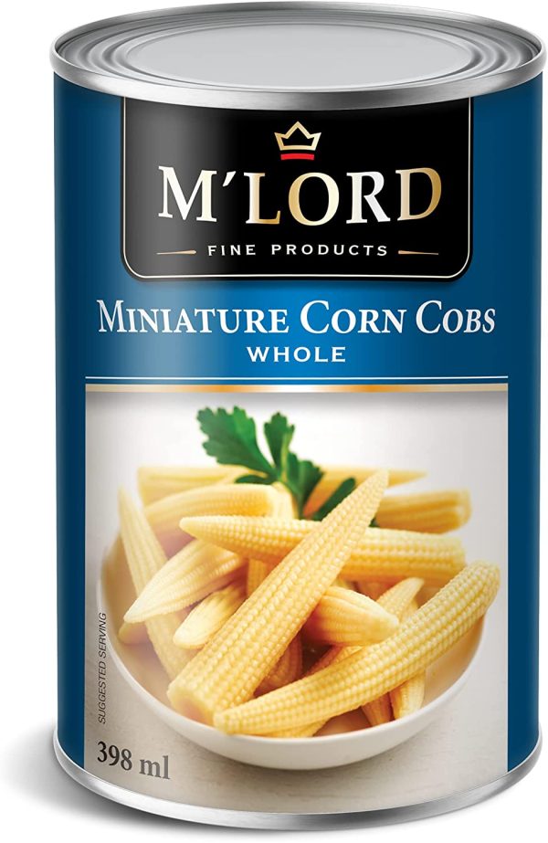 M'Lord Mini Corn Cobs, Whole, Perfect for Snacks or Side Dishes, Packed with Antioxidants & Vitamins, 398ml - Image 2