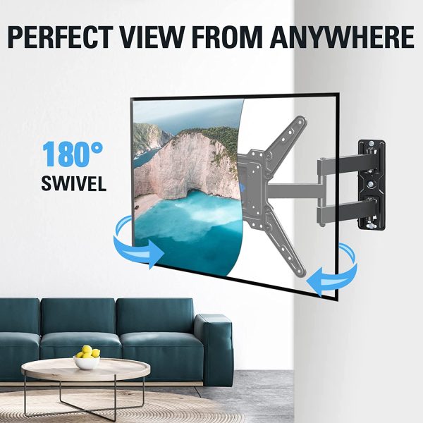 UL Listed TV Mount for Most 26-55 Inch TVs, Full Motion TV Wall Mount with Perfect Center Design on Single Stud Articulating Mount Max VESA 400x400mm up to 77 LBS, MD2413-MX - Image 9