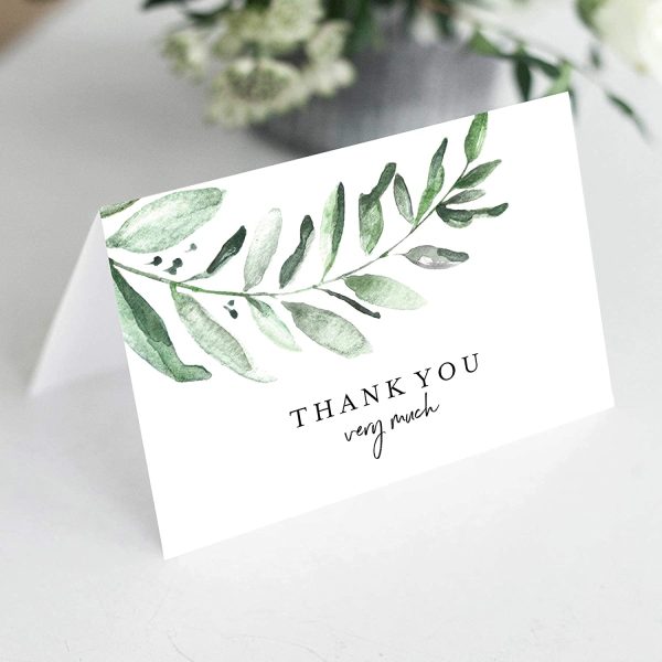 Thank You Cards - 25 Greenery Cards with Envelopes, 4 x 6 Uncoated, Heavyweight Card Stock for Weddings, Receptions, Bridal Showers, Baby Showers, Graduations, Special Events - Image 6