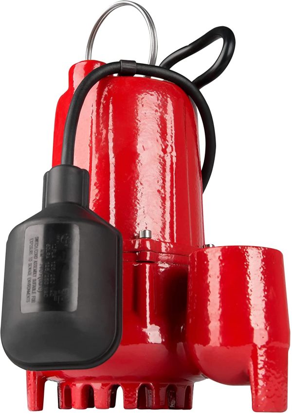 RL-SC50T 115-Volt, 1/2 HP, 4300GPH Cast Iron Sump Pump with Tethered Float Switch, Red, 14942746 - Image 5