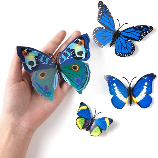 36 Pieces 3D Butterfly Wall Stickers wall Butterflies Girls Bedroom Accessories,Blue - Image 5