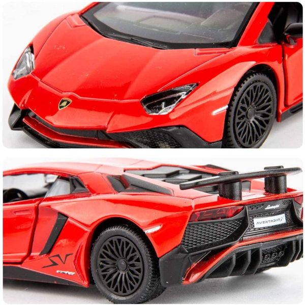 TGRCM-CZ 1/36 Scale Aventador LP700-4 Casting Car Model, Zinc Alloy Toy Car for Kids, Pull Back Vehicles Toy Car for Toddlers Kids Boys Girls Gift (Red)