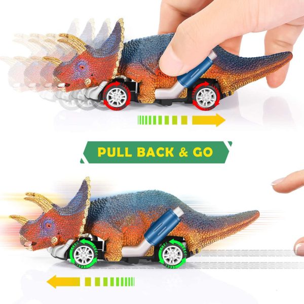 Boys Gifts Age 3-9, Wiki Dinosaur Toys Pull Back Cars for Toddlers Age 3-9 Dinosaurs for Toddlers Toys for 3-9 Year Old Boys Birthday Party Gift Educational Toys for 3-9 Year Girls