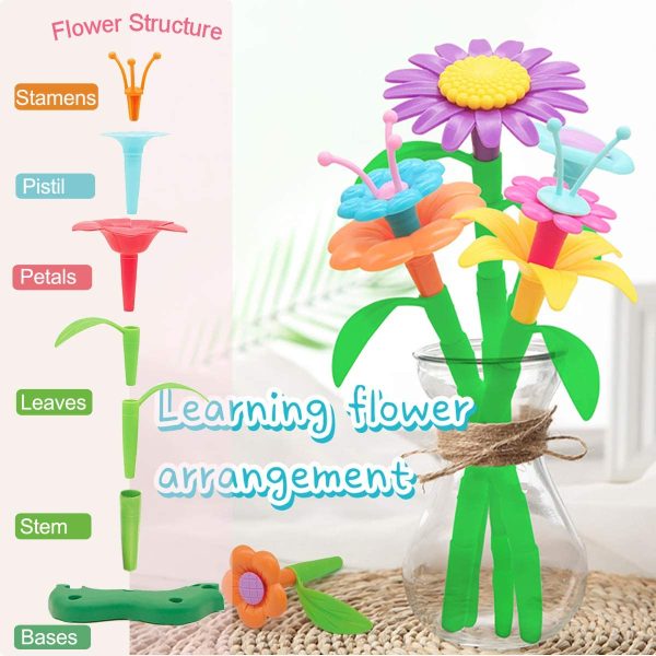 Conleke Flower Garden Building Toys for Kids Toddlers, Creative DIY Build a Bouquet Sets - Ideal Christmas Birthday Gifts for 4, 5, 6, 7, 8 Year Old Girls (109+ PCS)