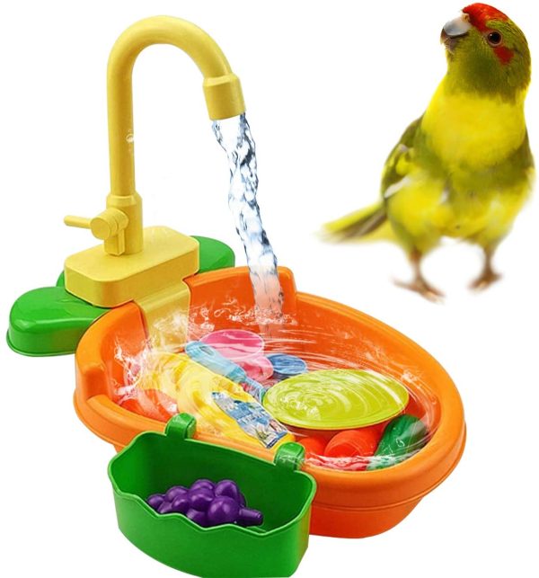 Bird Bath Bowl Parrot Bath Bird Bathing Supplies, Bird Automatic Bathtub Swimming Pool Toy Bath Shower Water Dispenser for Parrot Budgie Parakeet Cockatiel Conure Lovebird Finch Canary African Grey Cockatoo Amazon Macaw Cage Healthy (Blue) - Image 3