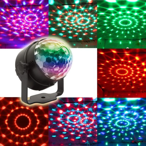 KOOT Disco Lights Ball, Strobe Light,Sound Activated Party Lights LED 7 Colors Holiday Lights DJ Lights Strobe Lights for Dance Karaoke DJ Bar Wedding Show (with Remote)