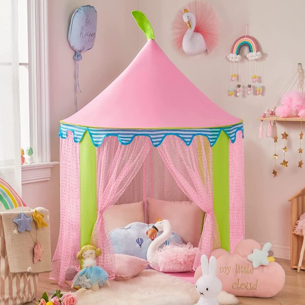 Tiny Land Princess Castle Play Tent With Star Lights & Carry Bag, Kids Foldable Pop Up Play Tent/House Toy For Indoor & Outdoor Use - Image 7