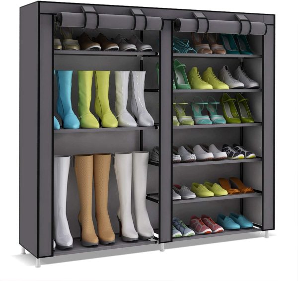 UDEAR Shoe Rack Portable Boots Storage Free Standing Shoe Organizer with Non-Woven Fabric Cover,Grey - Image 3