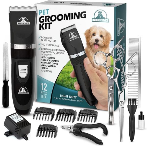 Pet Union Professional Dog Grooming Kit, Rechargeable, Cordless, Low Noise Dog Clippers for Grooming Thick Coats - Clippers, Nail Trimmer, Complete Grooming Set for Dogs, Cats and Other Pets (Black) - Image 5