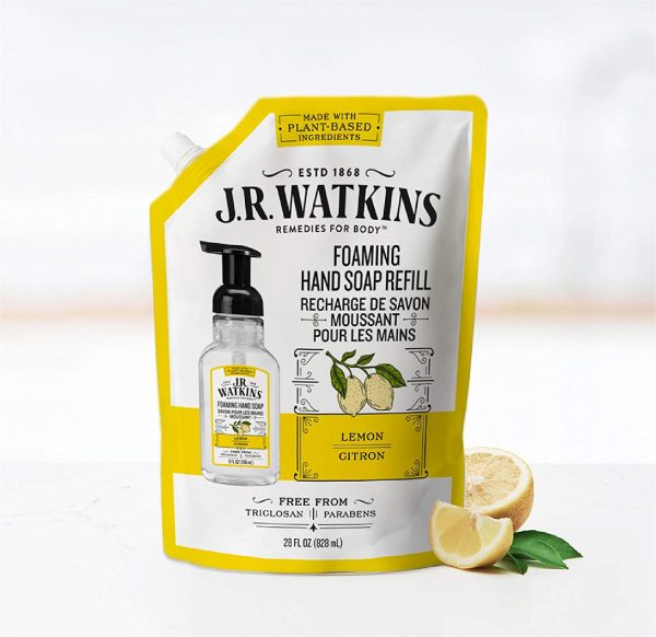 J.R. Watkins Lemon Foaming Hand Soap Refill Pouch, Scented Foam Handsoap for Bathroom or Kitchen, USA Made and Cruelty Free, 828 Milliliters - Image 3