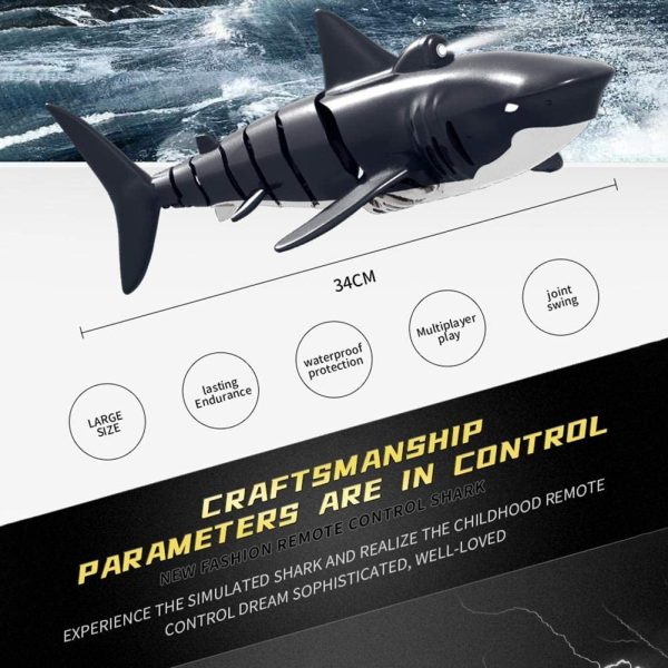 2.4G Remote Control Shark Toy 1:18 Scale High Simulation Shark Shark for Swimming Pool Bathroom Great Gift RC Boat Toys for 5+ Year Old Boys and Girls - Image 5