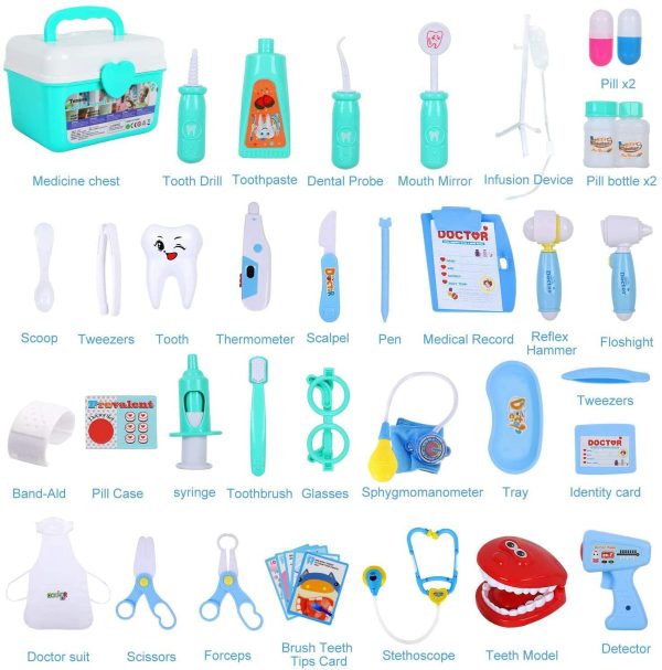 Tomons Doctor Kit, 38 Pieces Pretend Play Toys Kids Medical Kit Gifts for Boy & Girl Educational Learing Roleplay - Image 6