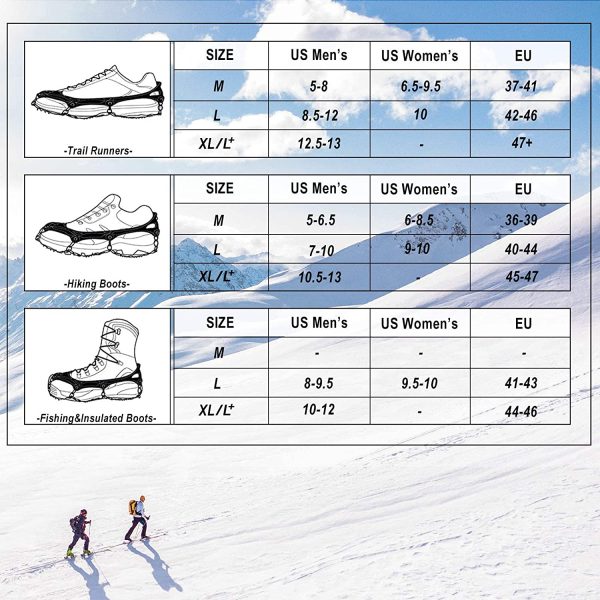 Crampons Ice Cleats Traction Snow Grips for Boots Shoes Women Men Kids Anti Slip 19 Stainless Steel Spikes Safe Protect for Hiking Fishing Walking Climbing Mountaineering - Image 5