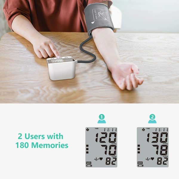 Blood Pressure Monitor for Home Use with Large LCD Display, Annsky Digital Upper Arm Automatic Measure Blood Pressure and Heart Rate Pulse, 2 Sets of User Memories - Image 4