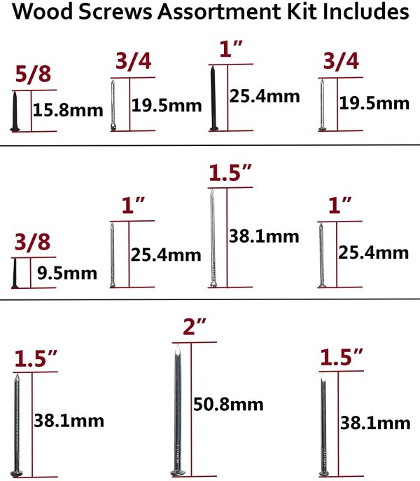 Nails Assortment, Multi-Functional for Hanging, Flat Head Nails, Round Head Nails, Shoe Nails, Panel Nails, Heavy Duty, Tools Needed, Variety of Sizes, 910 Pieces