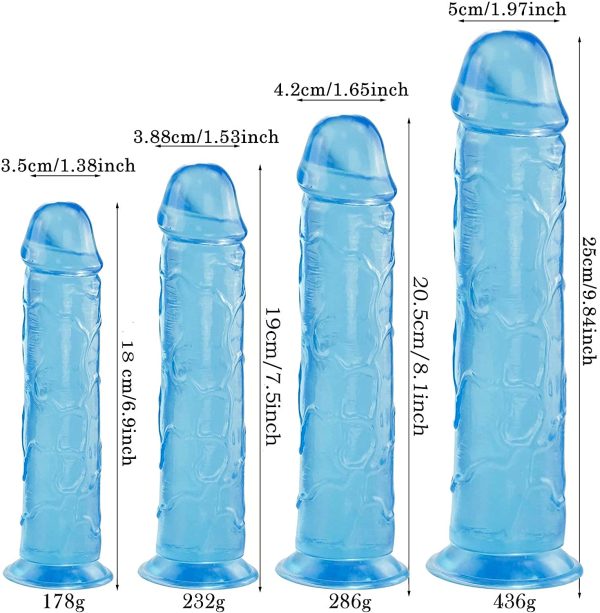 Realistic Jelly Dildo for Beginners, 7 inch Crystal G-spot Dildos, Flexible Penis Cock with Suction Cup for Women Men Hand-free Play, Adult Sex Toys for Vaginal Anal Stimulation, Blue - Image 2