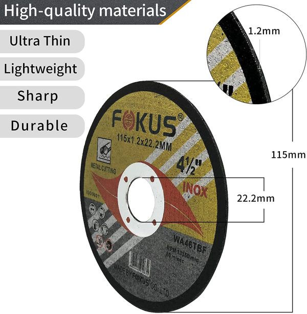 Ultra Thin Disc 4-1/2'' by 0.045'' Metal and Stainless Steel Cut Off Wheels 7/8'' Arbor PACK OF 25 - Image 7