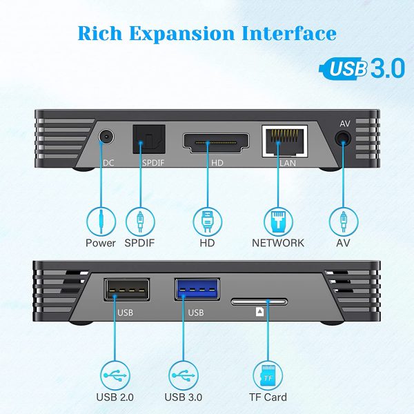 Android TV Box 11.0 , [2022 Newest] Android Box 4GB RAM 64GB ROM with Mini Wireless Keyboard, RK3318 Quad-Core 64 Bits Dual-WiFi 2.4GHz/5GHz BT 4.2 USB 3.0 Ultra 3D 6K HDR & Mirroring Cast - Image 2