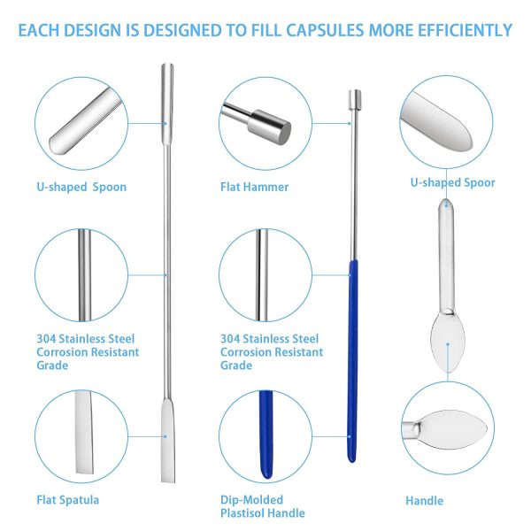 Capsule Filling Tools, Micro Lab Spoon Spatula Tamper Tool for Fast and Easy Gel Capsule Filling, Gel Cap Capsule Pill Filler Machine - #000 00 0 1 2 - Image 4