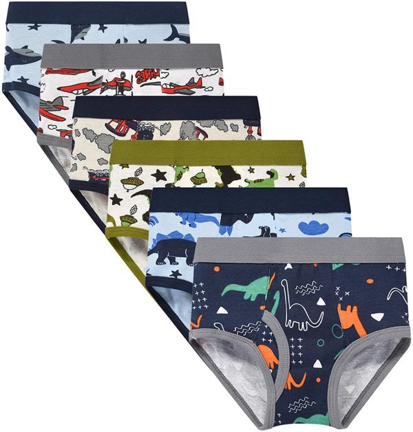 Cczmfeas Boys 100% Cotton Briefs Underwear Toddler Kids Dinosaur Panties (Pack of 6) - Image 3