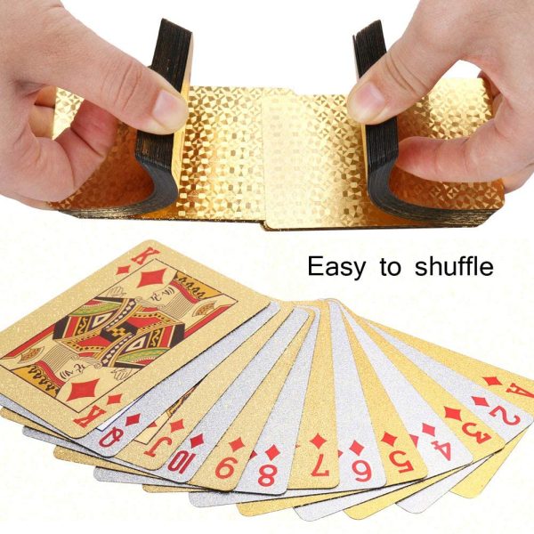 Joyoldelf 2 Decks of Playing Cards, 24K Foil Waterproof Poker with Gift Box ??Classic Magic Tricks Tool for Party and Game - Image 3