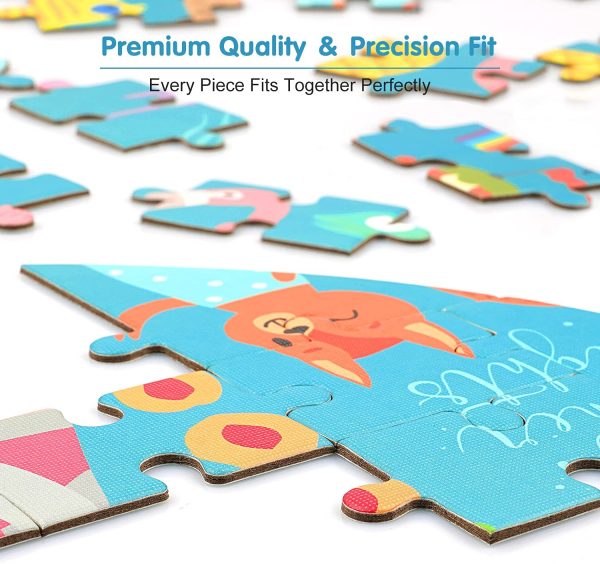 Jigsaw Puzzles for Kids Ages 4-8, 102 Pieces Animal Party Theme Cardboard Puzzles for Animal Lovers, Sturdy Puzzles Box and Poster, Educational Toys Gift for Boys Girls - Image 6