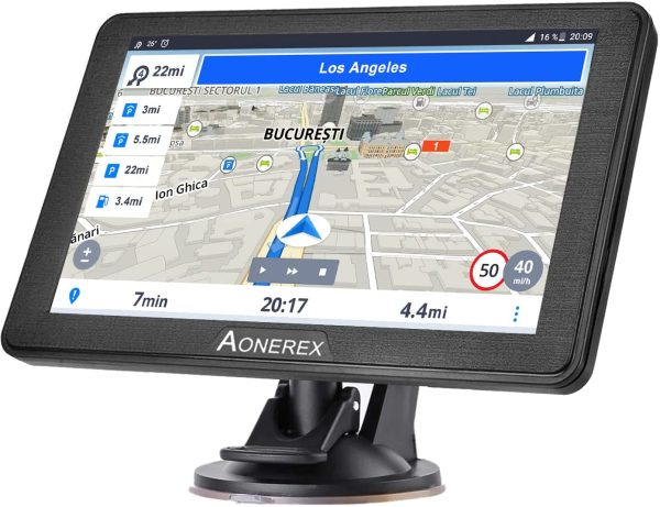 2022 GPS Navigation for Car Truck 7 inch Touch Screen Vehicle GPS Speeding Alert Lorry LGV Navigation System with Speedometer Lifetime Free Map Update of Canada United States Mexico