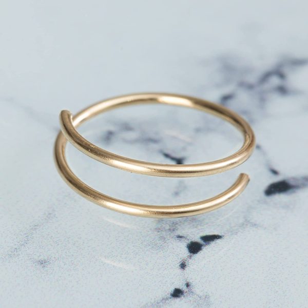 Tiny Gold Double Hoop Nose Ring - Spiral Nose Ring 20 Gauge Snug Double Nose Piercing Thin Nose Piercings Hoops (gold-filled) - Image 2