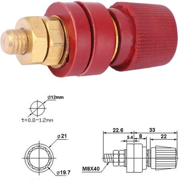 2 Pcs Battery Terminal, 555 Brass Terminal Binding Post M8 Stud Remote Battery Binding Post Power Junction Post Connector Terminal Kit, M8 Copper Screw Voltage Regulator Terminal Block Power Terminal - Image 9