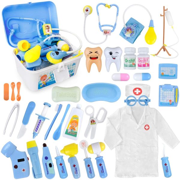 Kids Doctor Kit Toys- 35pcs Pretend Play Medical Set Dentist Surgeon with Doctor Costume and Caps for Boys Girls() - Image 2