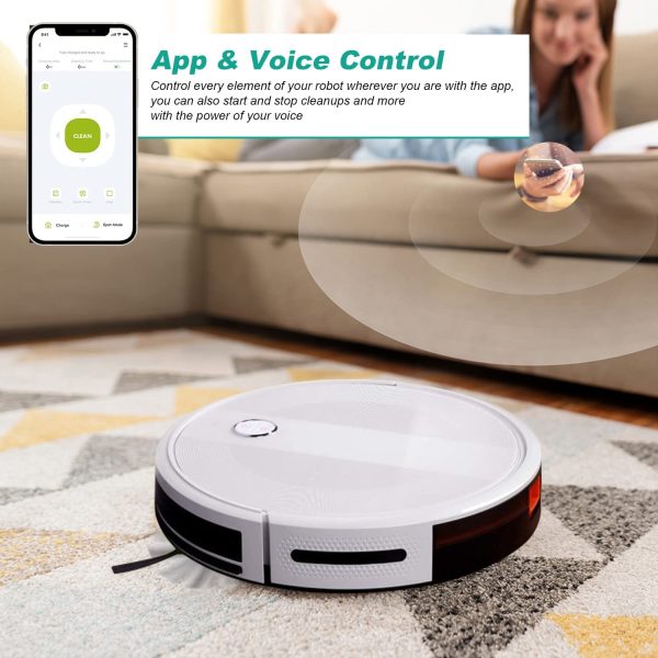 Robot Vacuum Cleaner, Super-Thin, Strong Suction,Works with Alexa,Quiet, Self-Charging Robotic Vacuum Cleaner, Cleans Hard Floors to Medium-Pile Carpets (2000Pa, White)