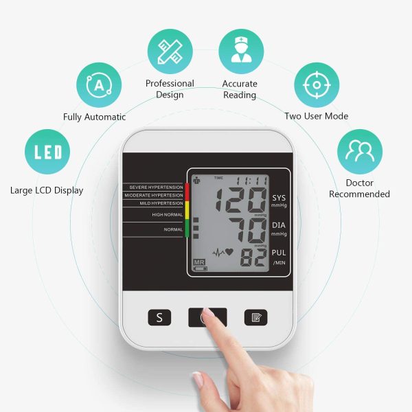 Blood Pressure Monitor for Home Use with Large LCD Display, Annsky Digital Upper Arm Automatic Measure Blood Pressure and Heart Rate Pulse, 2 Sets of User Memories - Image 7