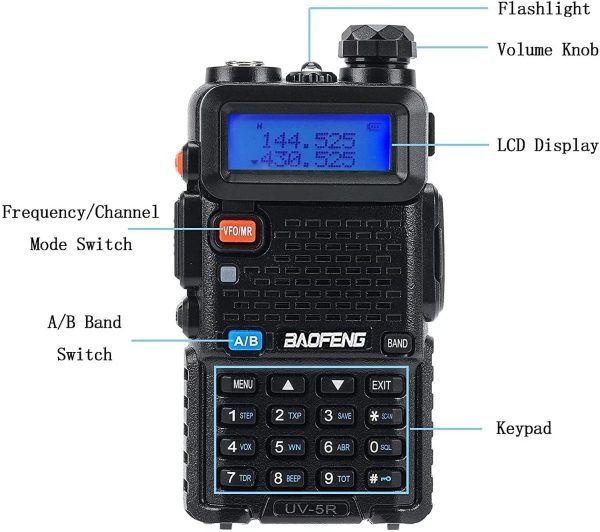 UV-5R 5W Handheld Ham Radio with 1800mAh Battery, Black - Image 7