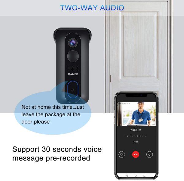 [2022 Upgraded] Wireless Wifi Video Doorbell Camera With Chime HD 1080P Waterproof Home Security Doorbell Camera Battery Powered With 2-Way Audio, Motion Detection ,IR ,Wide Angle,Cloud Storage, - Image 3