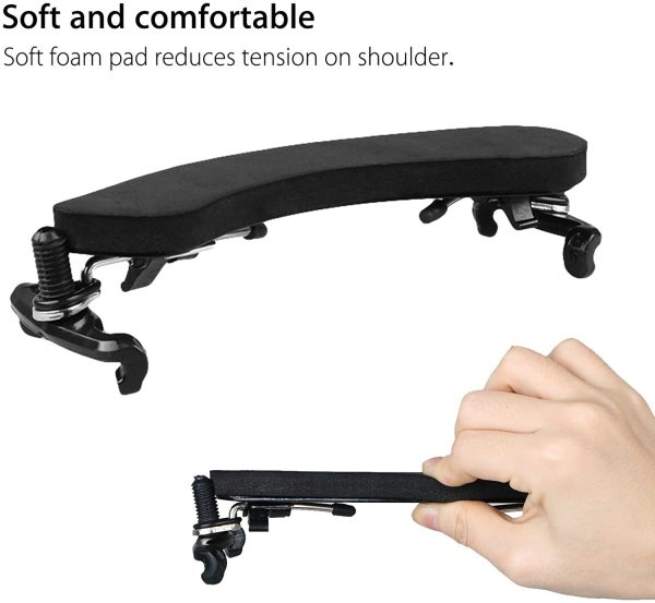 Adjustable Violin Shoulder Rest Plastic EVA Padded for 3/4 4/4 Size Violin Universal Type Violin Parts (Black) - Image 5