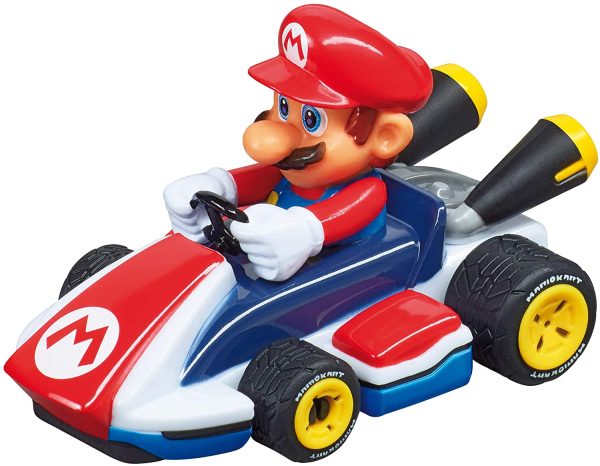 Carrera First Mario Kart - Slot Car Race Track With Spinners - Includes 2 Cars: Mario and Yoshi - Battery-Powered Beginner Racing Set for Kids Ages 3+