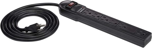 6-Outlet Surge Protector Power Strip, 6-Foot Long Cord, 790 Joule - Black - Image 4