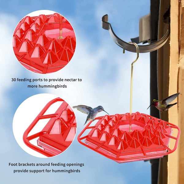 Hummingbird Feeder,Portable Hummingbird Feeders Outdoor with 30 Feeding Ports,Hanging Bird Feeder Window with Perch and Built-in Ant Moat for Garden - Image 5