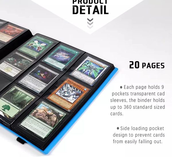 9-Pocket Trading Cards Binder Album Standard Size,Compatible with Pokémon Cards, 20-Page Hold up to 360 Cards (black) - Image 5