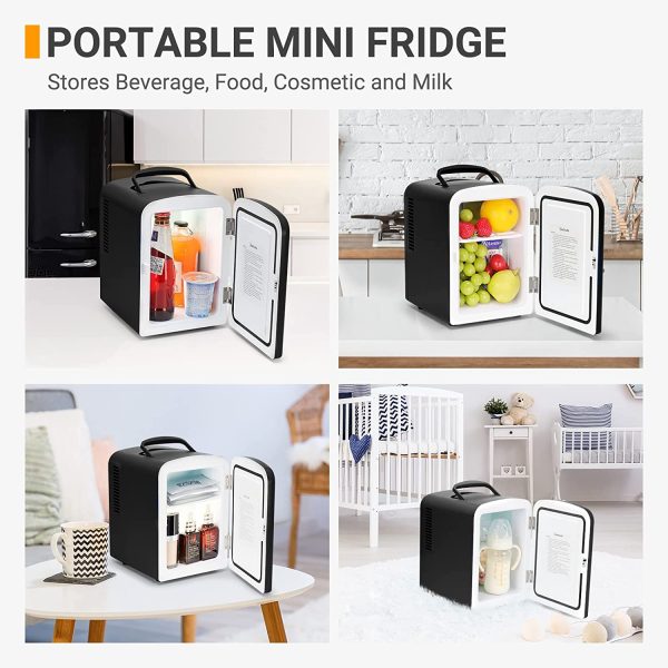 Mini Fridge, 4 Liter/6 Can AC/DC Portable Thermoelectric Cooler and Warmer Refrigerators, Skincare, Beverage, Food, Cosmetics, Home, Office and Car, ETL Listed (Black) - Image 8