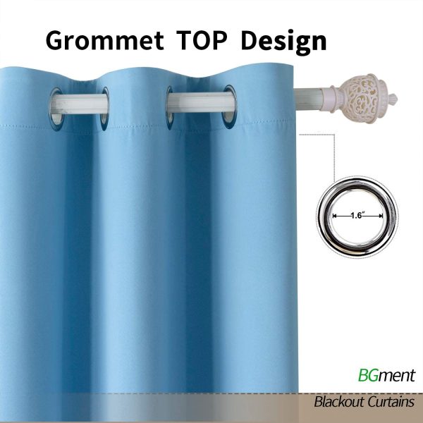 BGment Blackout Curtains - Grommet Thermal Insulated Room Darkening Bedroom and Living Room Curtain, 2 Panels of 38 x 45 Inch, Blue - Image 4