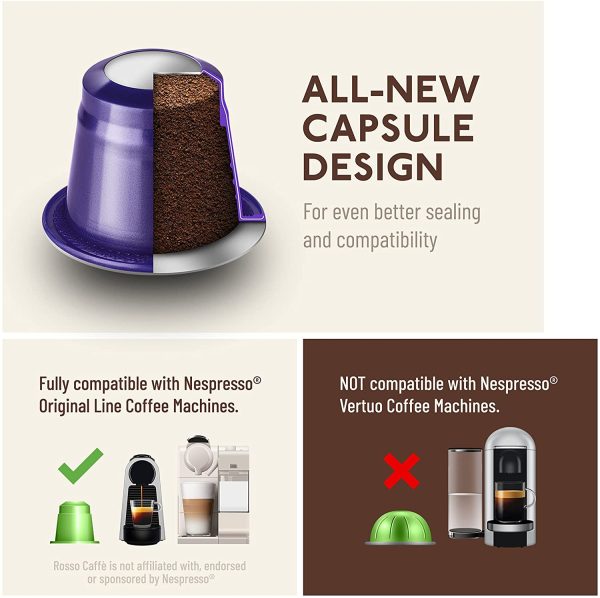 Rosso Coffee Capsules for Nespresso Original Machine - 60 Gourmet Espresso Pods, Compatible with Nespresso Original Line Machines (Extra Dark 60) - Image 3