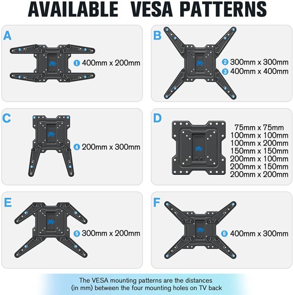 UL Listed TV Mount for Most 26-55 Inch TVs, Full Motion TV Wall Mount with Perfect Center Design on Single Stud Articulating Mount Max VESA 400x400mm up to 77 LBS, MD2413-MX - Image 7